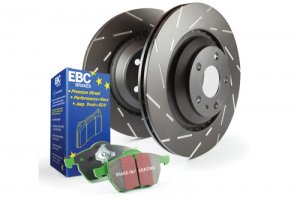 Jaguar XJ12 Brake Pads and Rotors - Rear - Slotted - EBC - Greenstuff - '94