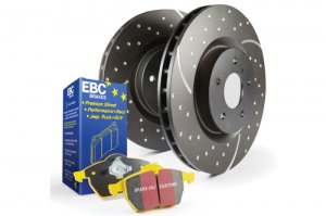 Jaguar XJR Brake Pads and Rotors - Front - Slot & Drilled - EBC - Yellowstuff - '98 - '02