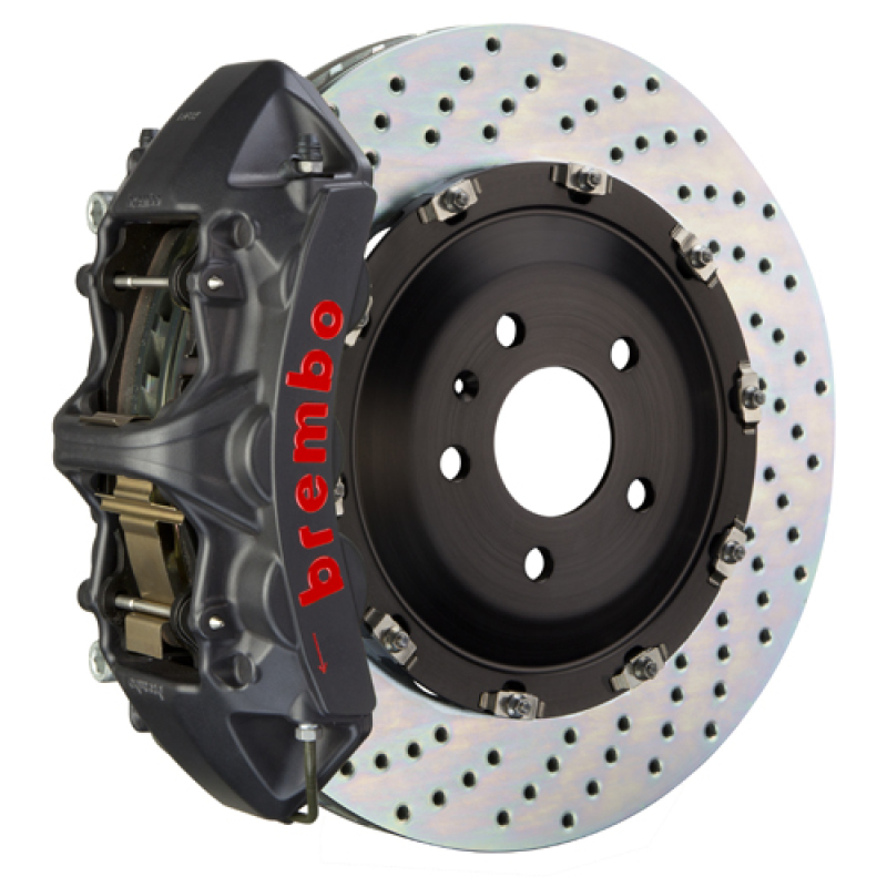 Jaguar F-Type S Brake Kit - Front - Brembo - GTS BBK 6Pist Cast 405x34 2pc Rotor Drilled - Black - `14-`20