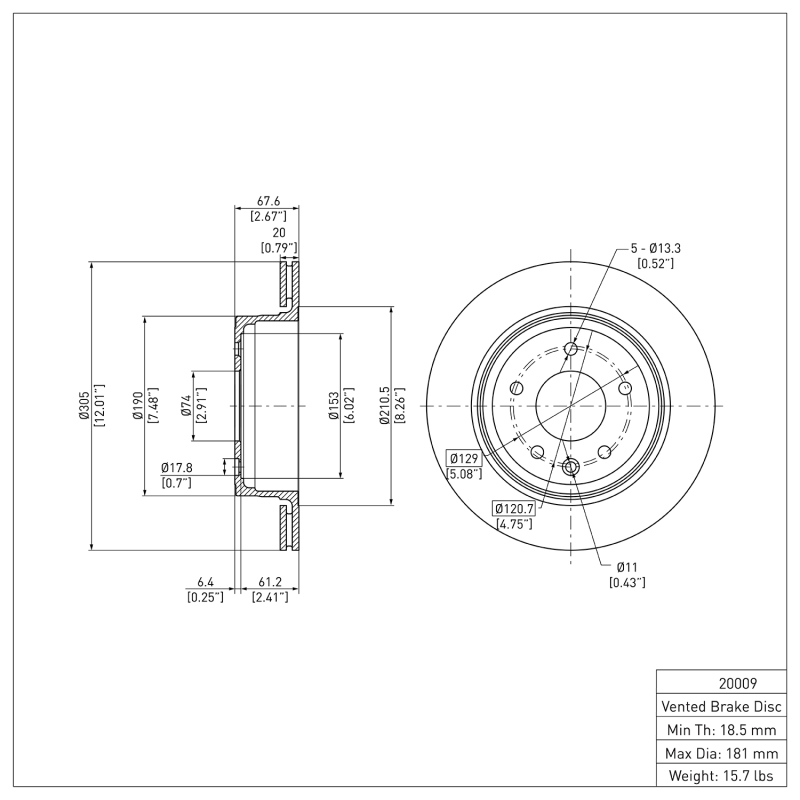 Jaguar XJ8 Brake Rotor (1) - Rear - DFC - Plain - `95-`06