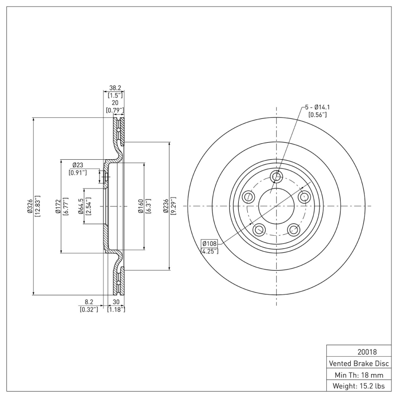 Jaguar XK Brake Rotor (1) - Rear - DFC - Plain - `06-`15
