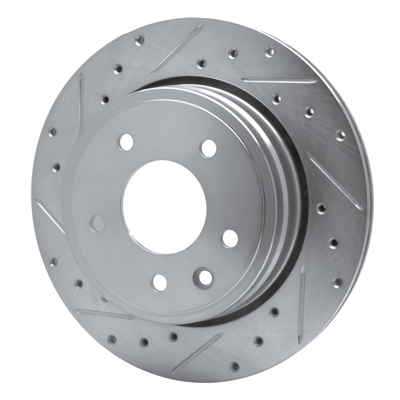 Jaguar XJ8 Brake Rotor (1) - Rear Left - DFC - Drilled & Slotted - Silver - `95-`06