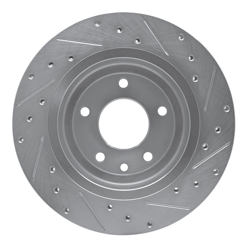 Jaguar XJ8 Brake Rotor (1) - Rear Left - DFC - Drilled & Slotted - Silver - `95-`06