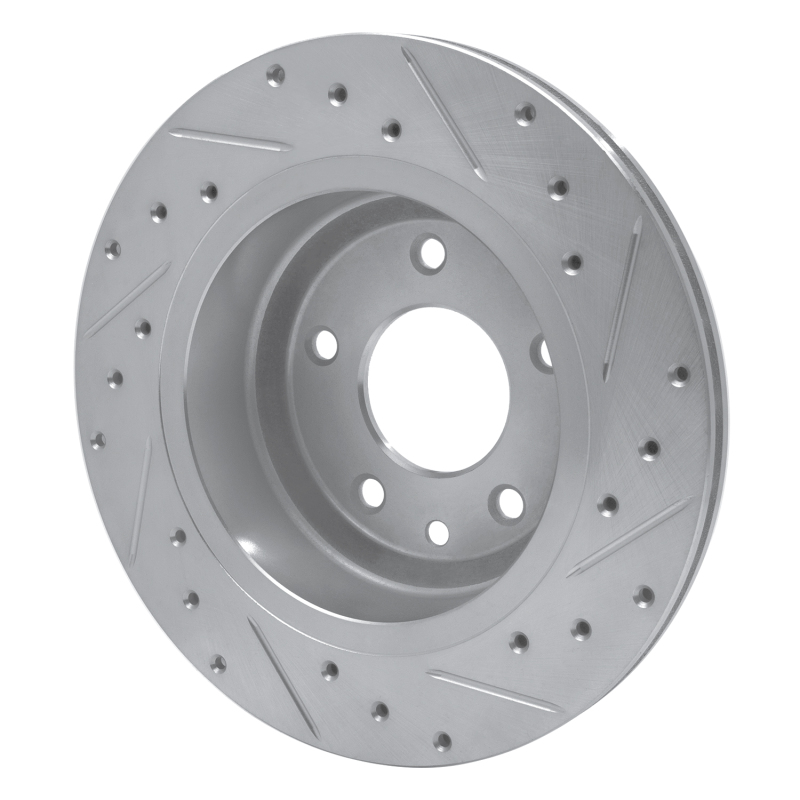 Jaguar XJ8 Brake Rotor (1) - Rear Left - DFC - Drilled & Slotted - Silver - `95-`06