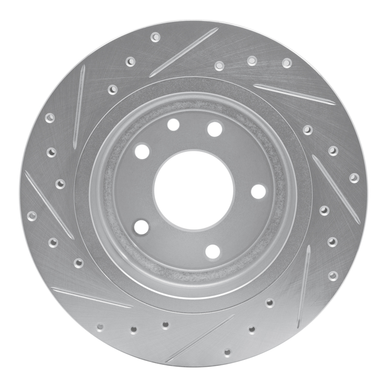 Jaguar XKR Brake Rotor (1) - Rear Right - DFC - Drilled & Slotted - Silver - `95-`06