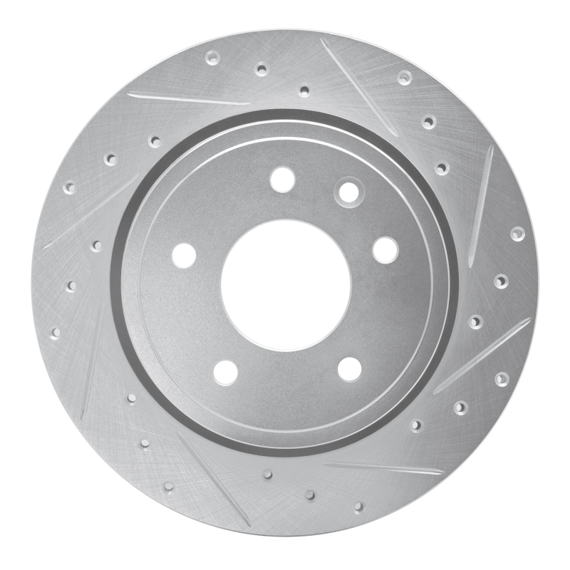 Jaguar XKR Brake Rotor (1) - Rear Right - DFC - Drilled & Slotted - Silver - `95-`06