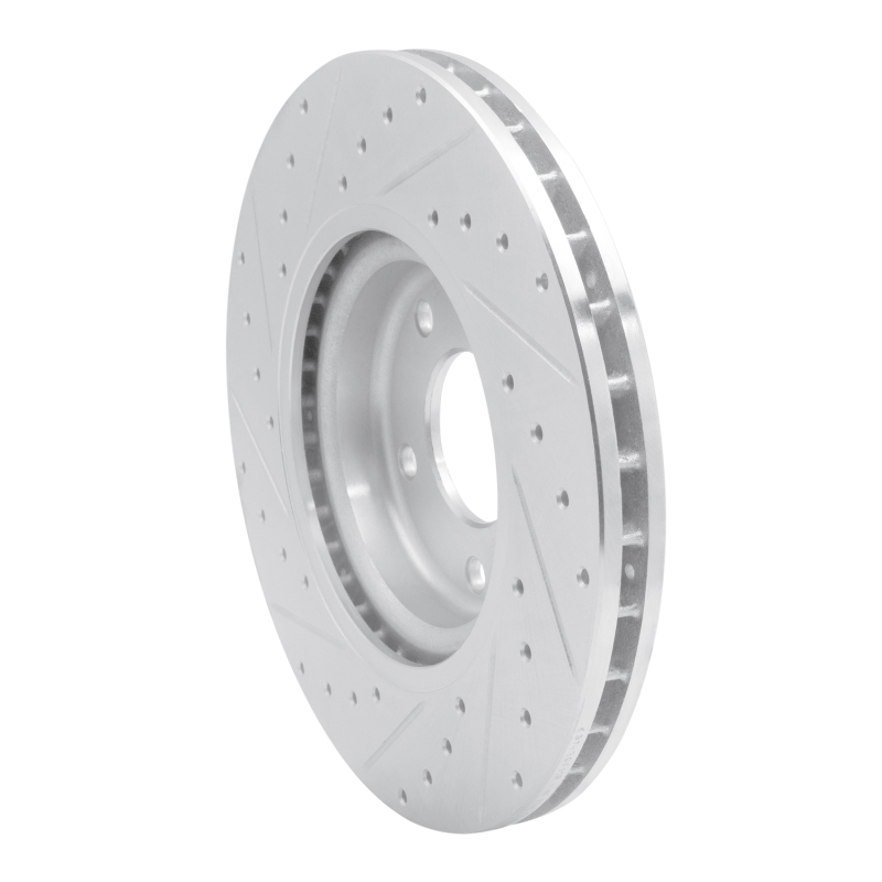 Jaguar XK8 Brake Rotor (1) - Front Right - DFC - Drilled & Slotted - Silver - `98-`06