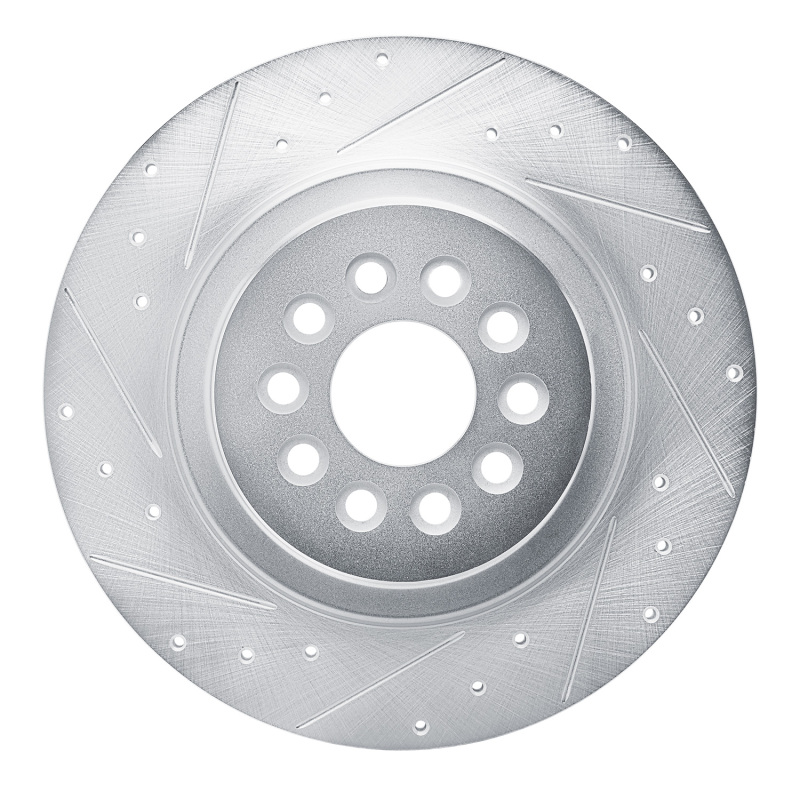 Jaguar XJR Brake Rotor (1) - Rear Left - DFC - Drilled & Slotted - Silver - `03-`05