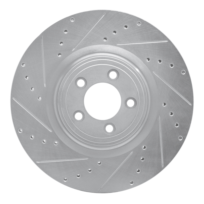 Jaguar XF Brake Rotor (1) - Front Left - DFC - Drilled & Slotted - Silver - `06-`21