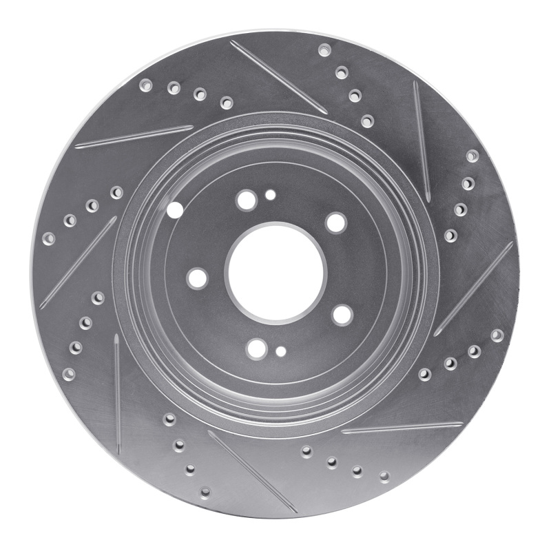 Jaguar XJ Brake Rotor (1) - Front Right - DFC - Drilled & Slotted - Silver - `10-`24