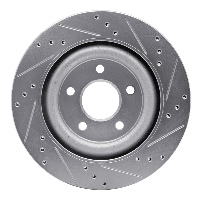Jaguar S-Type Brake Rotor (1) - Rear Left - DFC - Drilled & Slotted - Silver - `06-`08