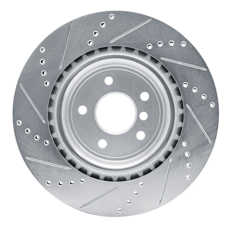 Jaguar XE Brake Rotor (1) - Rear Right - DFC - Drilled & Slotted - Silver - `16-`24
