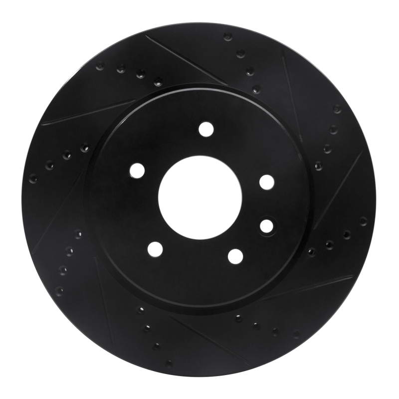 Jaguar XKR Brake Rotor (1) - Rear Right - DFC - Drilled and Slotted - Black - `00-`06