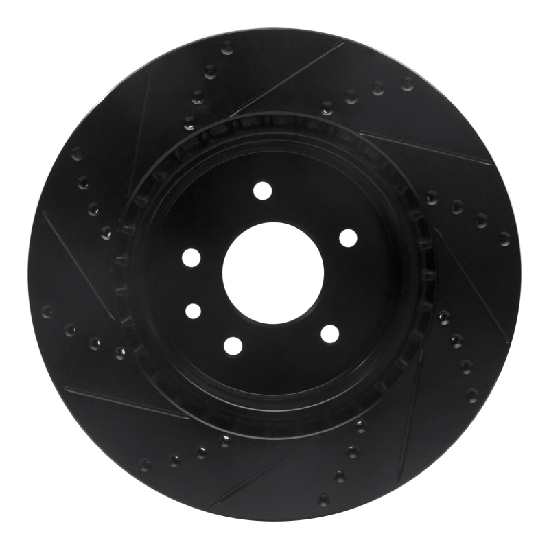 Jaguar XKR Brake Rotor (1) - Rear Right - DFC - Drilled and Slotted - Black - `00-`06