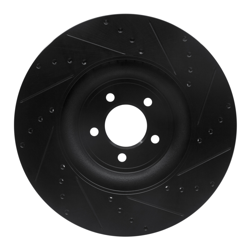 Jaguar F-Type Brake Rotor (1) - Front Left - DFC - Drilled & Slotted - Black - `06-`21