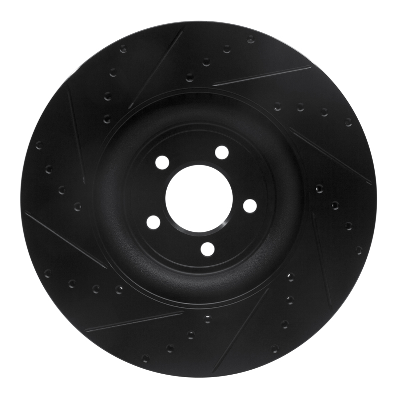 Jaguar XJ Brake Rotor (1) - Front Right - DFC - Drilled & Slotted - Black - `06-`21