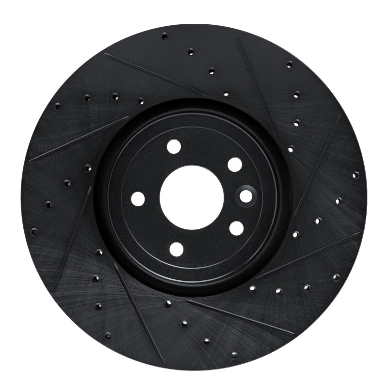 Jaguar XF Brake Rotor (1) - Front Right - DFC - Drilled & Slotted - Black - `16-`24