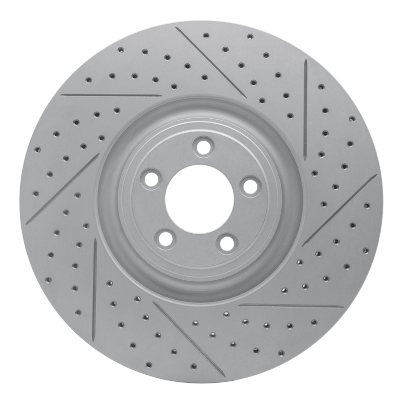 Jaguar F-Type Brake Rotor (1) - Front Right - DFC - Drilled & Slotted Geoperformance - `10-`24