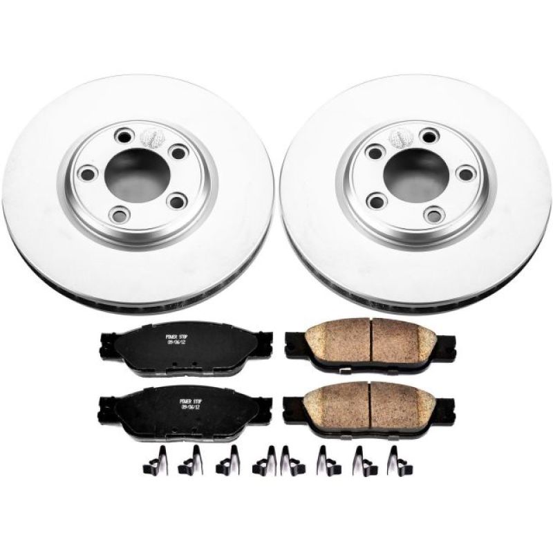 Jaguar S-Type Brake Kit - Front - PowerStop - Z17 Evolution Geomet Coated Rotors + Low-Dust Ceramic Pads - `03-`04