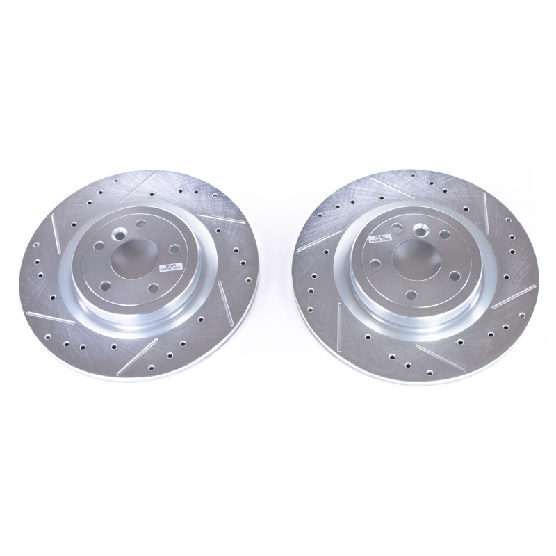 Jaguar XE Brake Rotors (2) - Rear - PowerStop - Evolution Drilled & Slotted - Silver - `16-`18