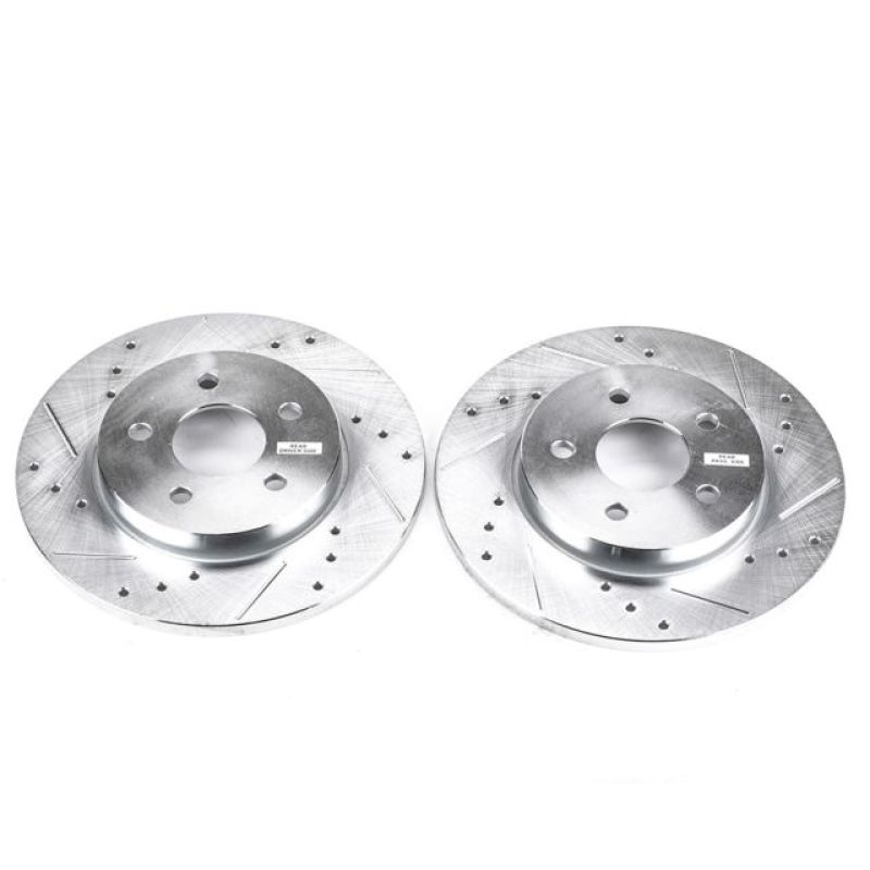 Jaguar X-Type Brake Rotors (2) - Rear - PowerStop - Evolution Drilled & Slotted - Silver - `02-`08