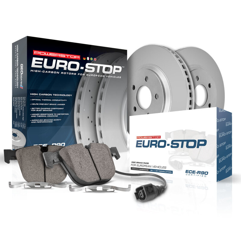 Jaguar S-Type Brake Kit - Rear - PowerStop - Genuine Geomet Coated Rotors + ECE-R90 Certified Pads + Hardware - `06-`08