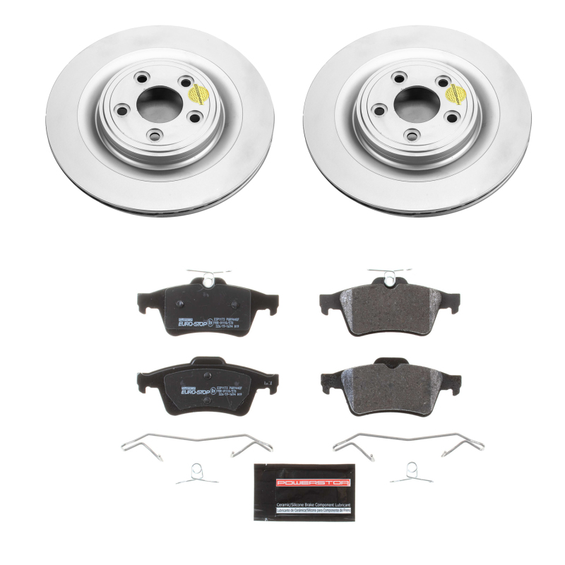 Jaguar S-Type Brake Kit - Rear - PowerStop - Genuine Geomet Coated Rotors + ECE-R90 Certified Pads + Hardware - `06-`08