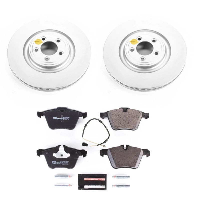 Jaguar XF Brake Kit - Front - PowerStop - Genuine Geomet Coated Rotors + ECE-R90 Brake Pads - `10-`15