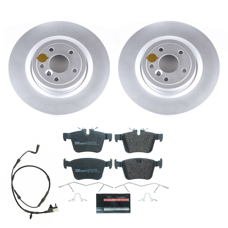 Jaguar XE Brake Kit - Rear - PowerStop - Genuine Geomet Coated Rotors + ECE-R90 Certified Pads - `17-`20