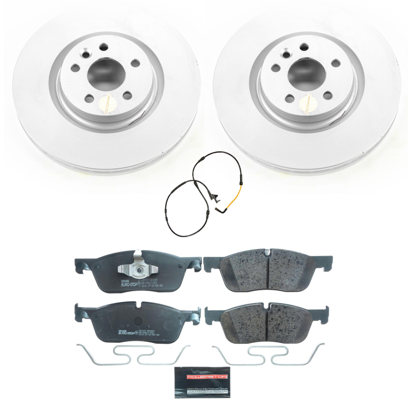 Jaguar E-Pace Brake Kit - Front - PowerStop - Genuine Geomet Coated Rotors + ECE-R90 Brake Pads - `18-`19