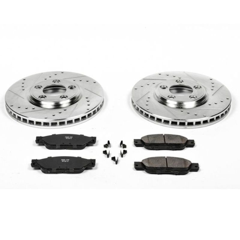 Jaguar S-Type Brake Kit - Front - PowerStop - Z23 Evolution Sport with Drilled & Slotted Rotors + Carbon-Fiber Ceramic Pads - `03-`04