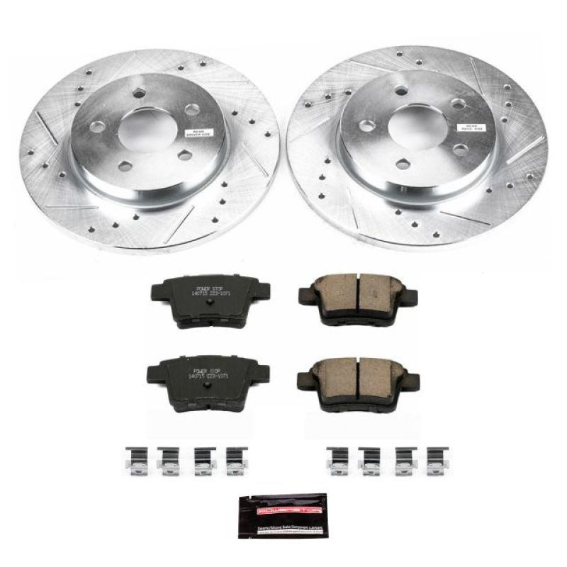 Jaguar X-Type Brake Kit - Rear - PowerStop - Drilled & Slotted Rotors + Carbon-Fiber Ceramic Pads - `05-`08