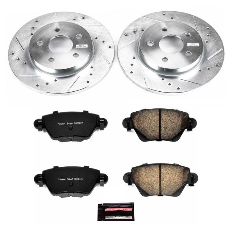 Jaguar X-Type Brake Kit - Rear - PowerStop - Z23 Evolution Sport - Drilled & Slotted Rotors + Carbon-Fiber Ceramic Pads - `02-`05