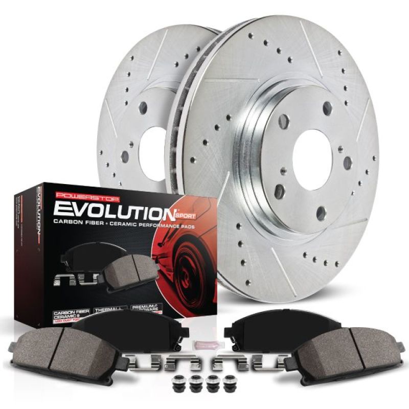 Jaguar X-Type Brake Kit - Rear - PowerStop - Z23 Evolution Sport - Drilled & Slotted Rotors + Carbon-Fiber Ceramic Pads - `02-`05