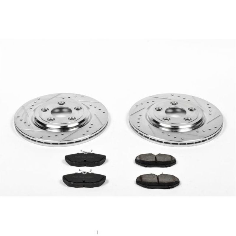 Jaguar S-Type Brake Kit - Rear - PowerStop - Drilled & Slotted Rotors + Carbon-Fiber Ceramic Pads - `03-`05