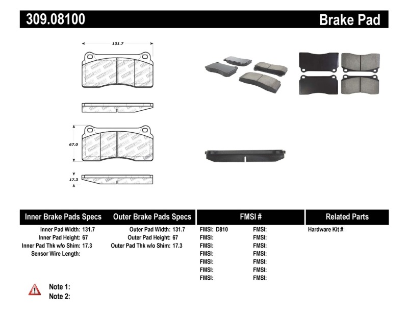 Jaguar Vanden Plas Brake Pads - Front + Rear - Stoptech - Sport - `02-`03