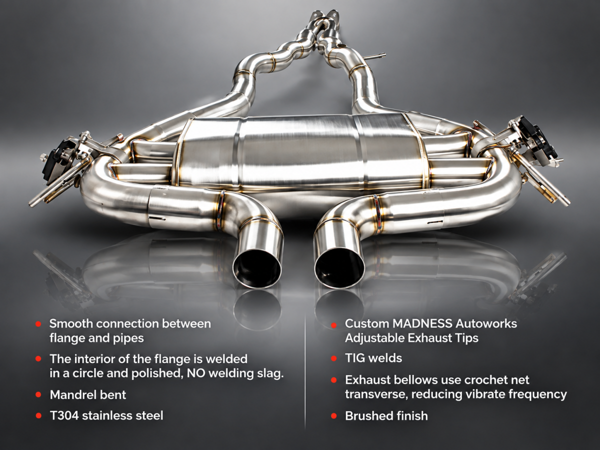 Jaguar F-TYPE Performance Exhaust System - MADNESS - 3.0L V6 - Dual Center Exit - Electronic Valve Design - Forged Carbon Fiber Exhaust Tips