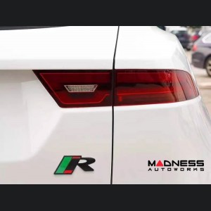 Jaguar Custom Emblem - R - Satin Black Finish - Green/ Red