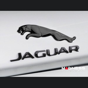 Jaguar Custom Emblem Set - Leaping Jaguar + Jaguar Lettering - Gloss Black Finish