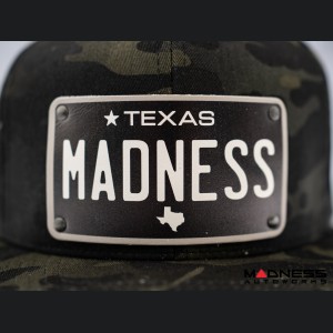 Cap - Snapback Style - Camo Design - w/ Texas Black Plate + MADNESS