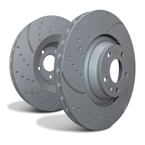 Jaguar F Type Brake Rotors - Rear - Slot & Drilled - EBC - 2020+