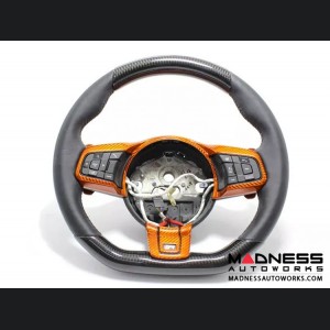 Jaguar F-Type Interior Trim - Carbon Fiber - Steering Wheel Trim - Upper + Lower - R - Flat Bottom Style Wheel
