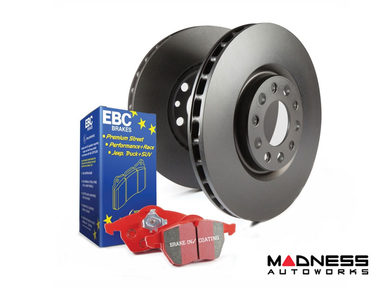 Jaguar F-TYPE Brake Pads + Brake Rotors - Front - EBC - Redstuff Pads - RK Rotors