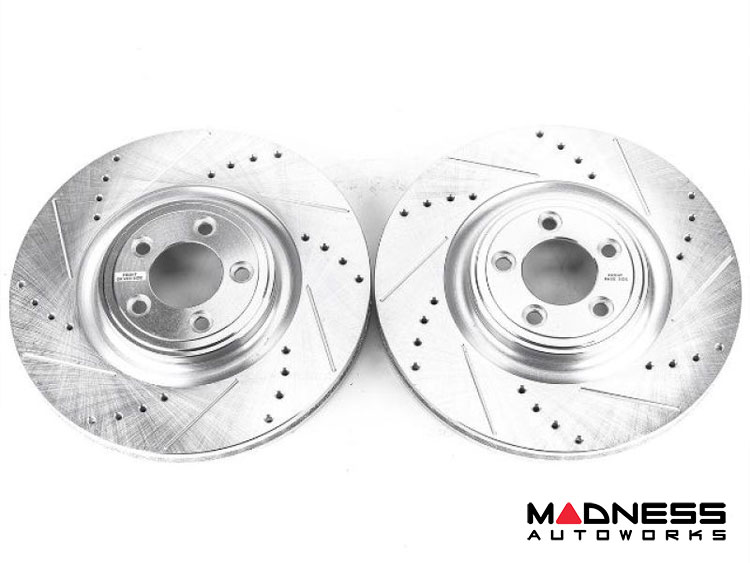 Jaguar F-Type Brake Rotors - Pair - Front - Powerstop - Evolution - Drilled and Slotted 