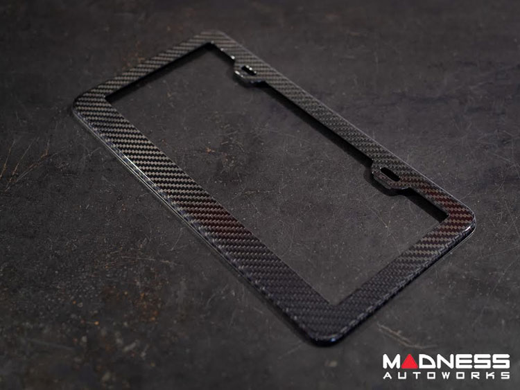 1xlexus Carbon Fiber Box Style Stainless Black Metal License Plate Frame Holder Black Trim