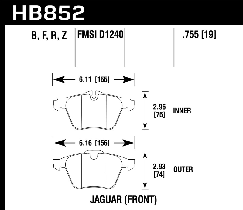 Jaguar XJ Type - HAWK HPS 5.0 Brake Pad Sets