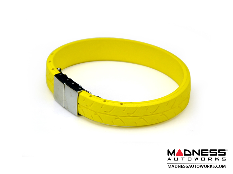 Tire Tread Bracelet - Yellow Rubber w/ Stainless Steel Clasp